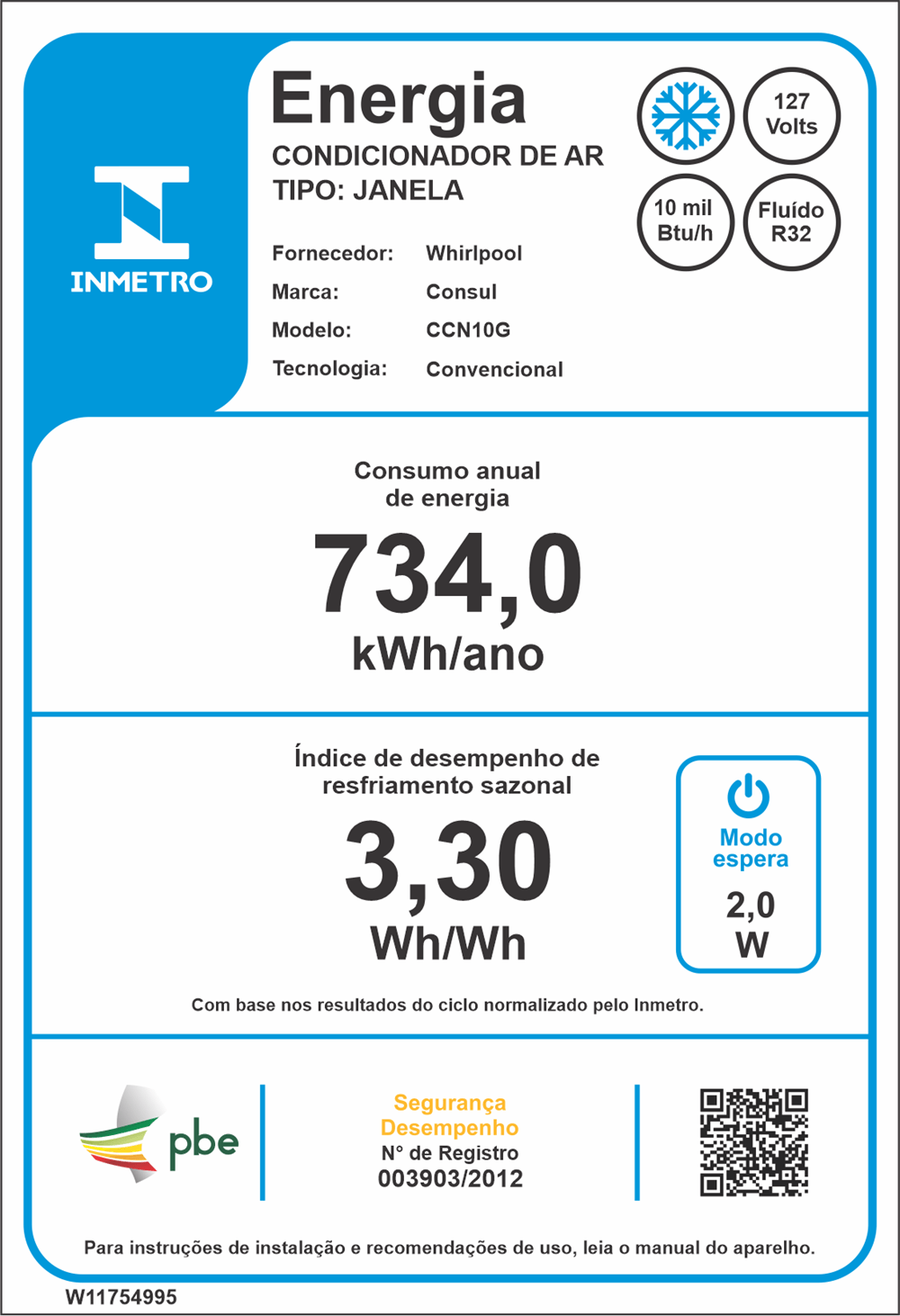 Ar Condicionado Janela Consul 10000 BTU/h Frio Eletrônico CCN10GB – 127 Volts